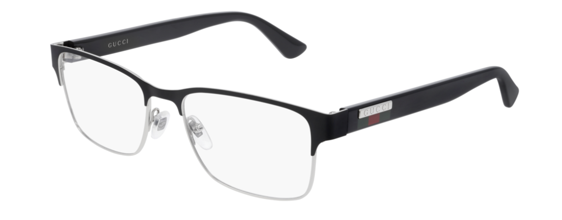 Gucci GG 0750O 001 Black Rectangle Unisex Eyeglasses