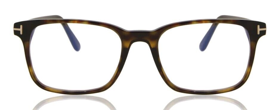 Tom Ford FT5831-F-B 052 Shiny Dark Havana/Blue Block Square Men's Eyeglasses