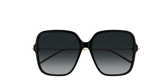 Gucci GG1267S 001 Black-Gold/Grey Gradient Oversized Square Women's Sunglasses