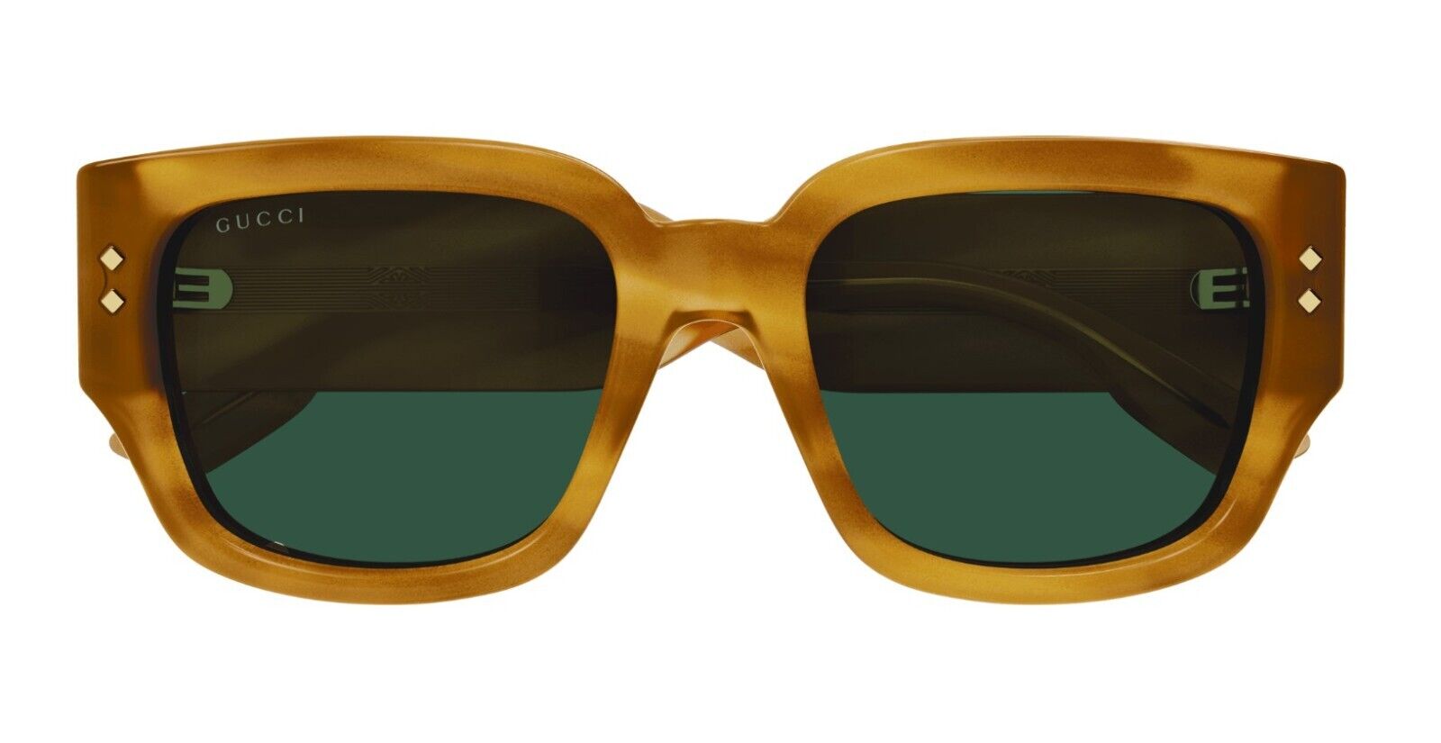 Gucci GG1261S 004 Havana/Green Square Men's Sunglasses