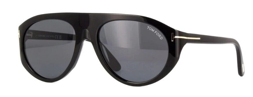 Tom Ford FT 1001 Rex-02 01A Shiny Black/Smoke Men's Sunglasses