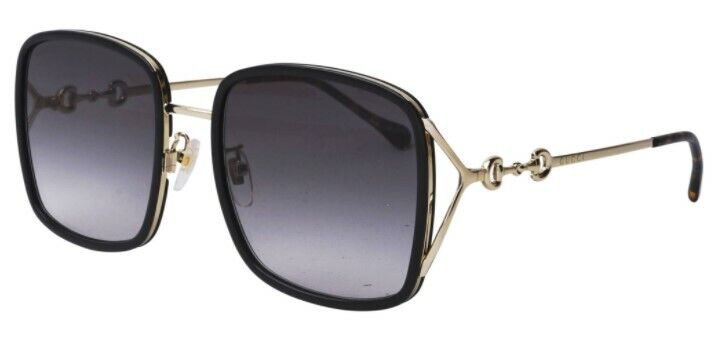 Gucci GG 1016SK-001 Gradient Black/Gray Oversize Metal Square Women Sunglasses
