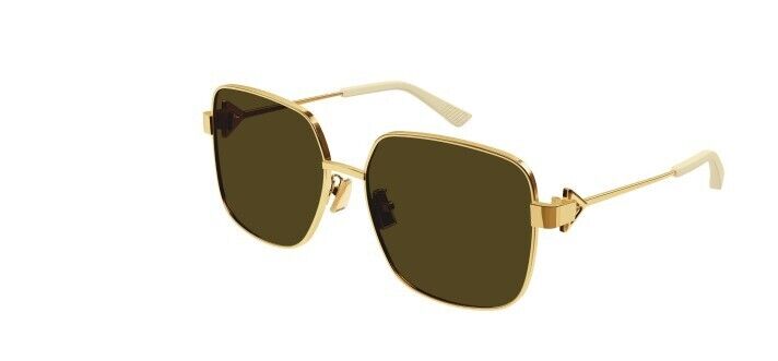 Bottega Veneta BV1199S 002 Gold/Brown Square Women's Sunglasses