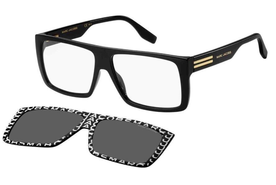 Marc Jacobs MARC-627/CS 003K-00 Black Rectangular Men's Eyeglasses With Clip-ons