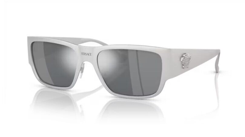 Versace 0VE2262 12666G - Silver / Light Grey Mirror Square Men's Sunglasses