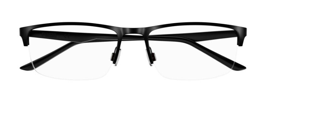 Puma PU0373O 001 Black-Black Rectangle Semi-Rim Metal Unisex  Eyeglasses