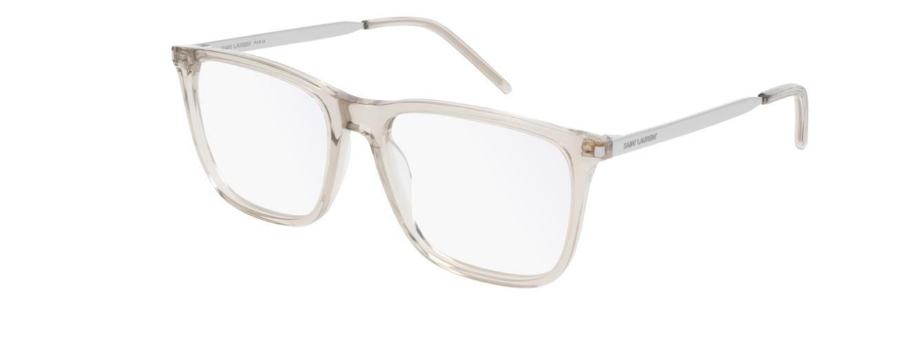 Saint Laurent SL 345 005 Beige/Silver Square Men Eyeglasses