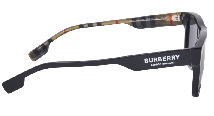 Burberry BE4293 377381 Black/Grey Polarized Rectangular Men's Sunglasses