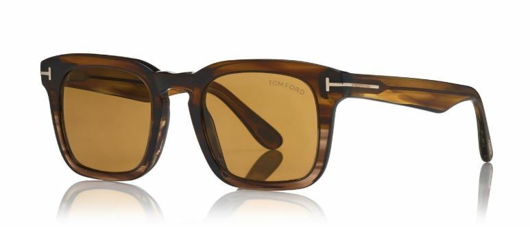 Tom Ford FT 0751 Dax 55E Striped Brown/Brown Square Men's Sunglasses