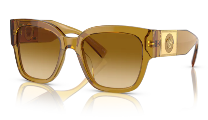 Versace VE4437U 53472L Transparent Honey/ Light Yellow Square Women's Sunglasses
