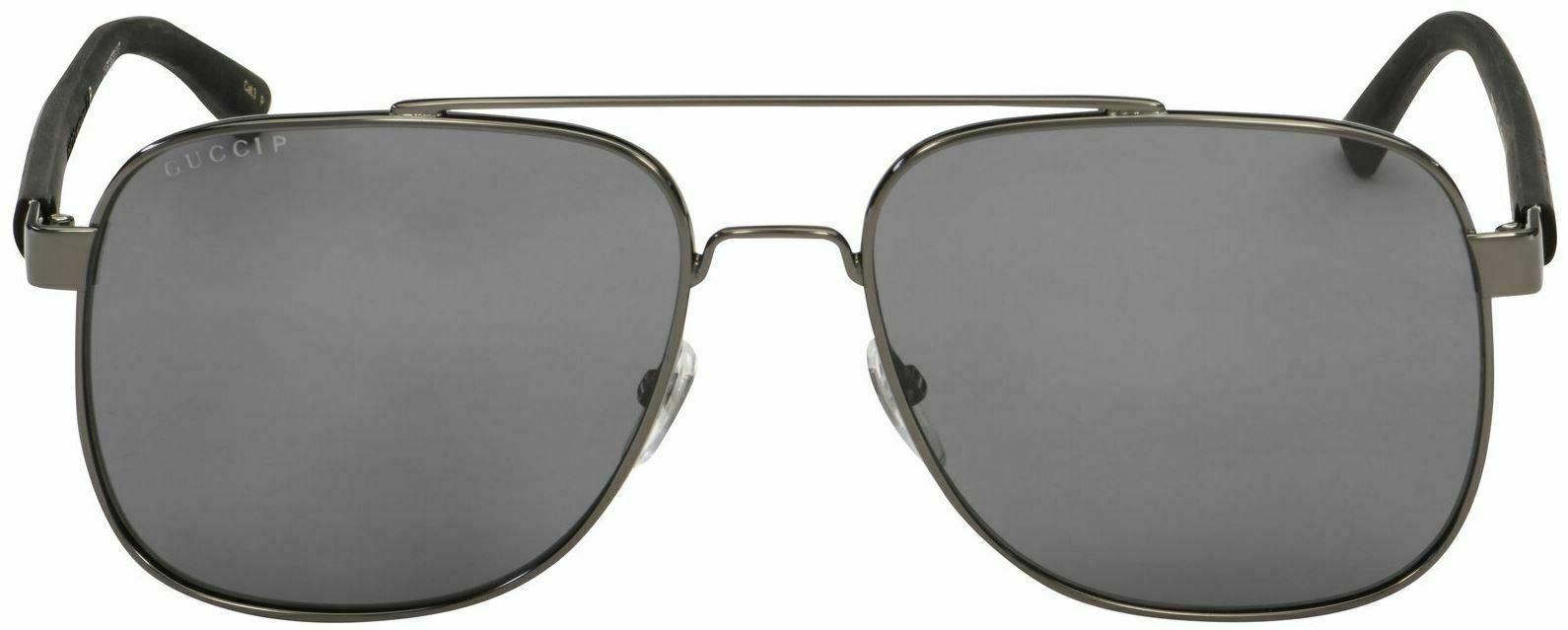 Gucci GG 0422 S 002 Ruthenium/Black Polarized Sunglasses