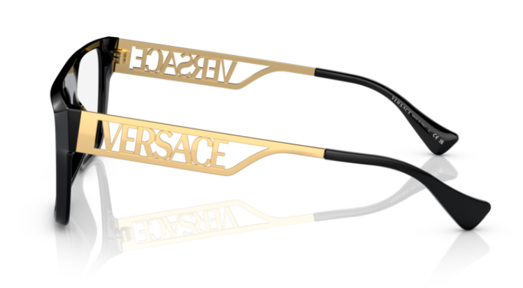 Versace 0VE3326 GB1 Black/Gold 55 mm Rectangular Men's Eyeglasses