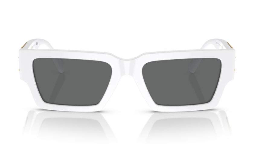 Versace 0VE4459F 314/87 White/Dark Grey Rectangular Men's Sunglasses