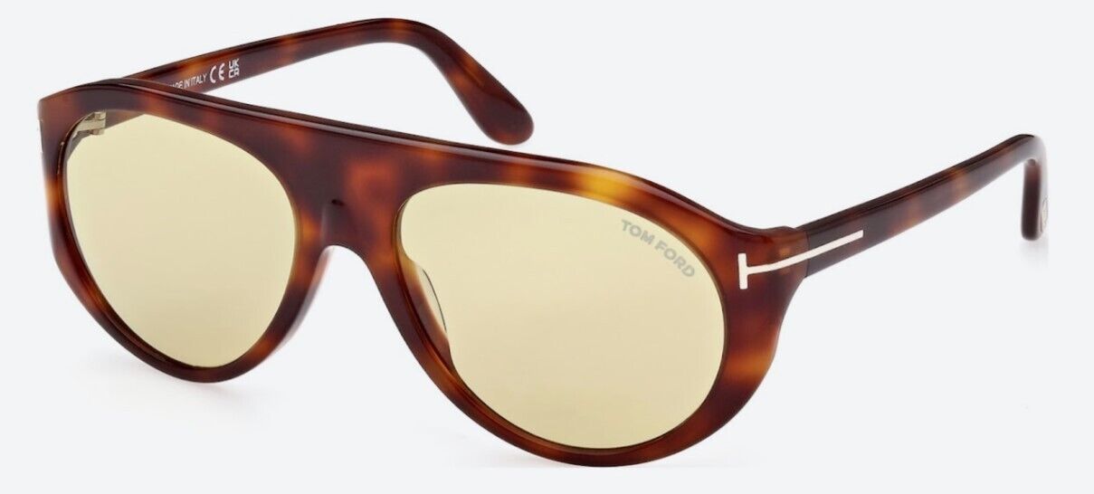 Tom Ford FT 1001 Rex-02 53E Shiny Blonde Havana/Yellow Photochromatic Sunglasses