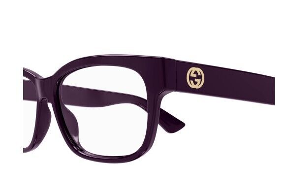 Gucci GG1341O 004 Burgundy Clear Square Men's Eyeglasses