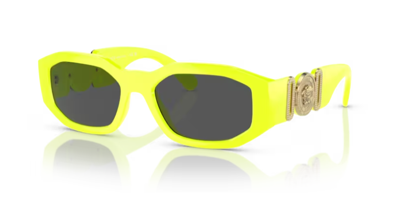 Versace 0VE4361 532187 Yellow fluo/Dark Grey 53mm Rectangular Men's Sunglasses