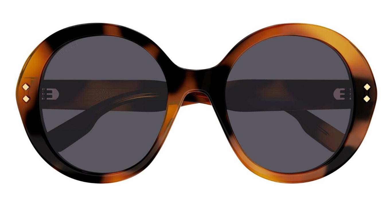 Gucci GG1081S 002 Havana/Smoke Round Women's Sunglasses