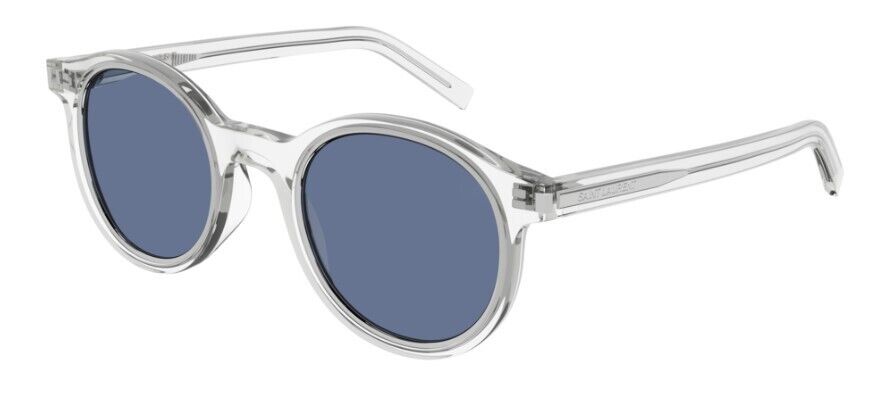 Saint Laurent SL 521 RIM 004 Crystal/Blue Round Full-Rim Unisex Sunglasses