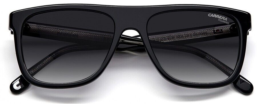 Carrera 267/S 0807/WJ Black/Grey Polarized Rectangle Full-Rim Men's Sunglasses