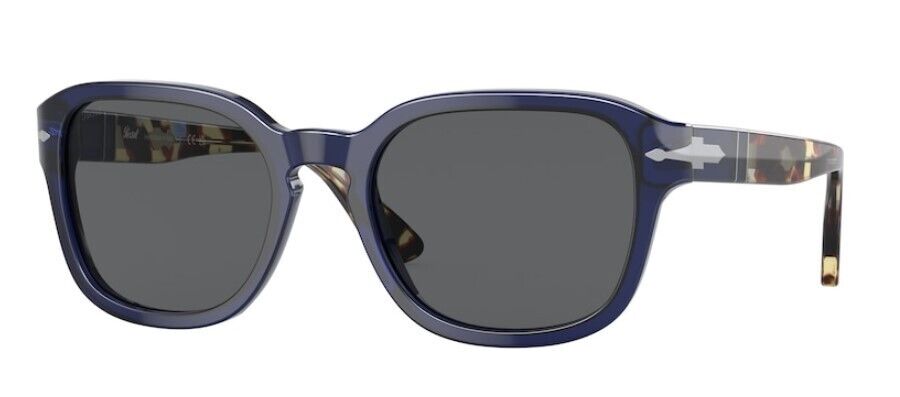 Persol 0PO3305S 1183B1 Opal Blue/Dark Grey Oval Unisex Sunglasses