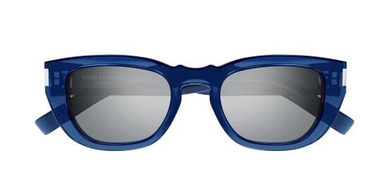 Saint Laurent SL M601 006 Blue/Silver Rectangular Flash Men's Sunglasses