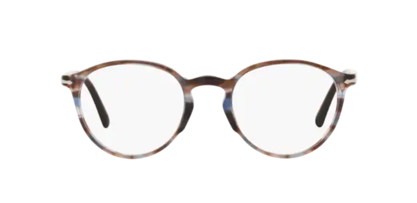 Persol 0PO3218V 1155 Striped Blue Brown Havana/ Silver Unisex Eyeglasses