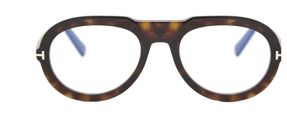 Tom Ford FT5756-B 052 Shiny Dark Havana/Blue Block Men's Eyeglasses