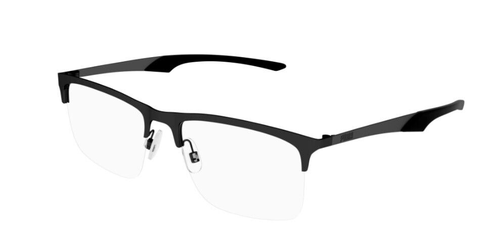 Puma PU0354O 001 Black-Black Rectangular Semi-Rim Unisex Eyeglasses