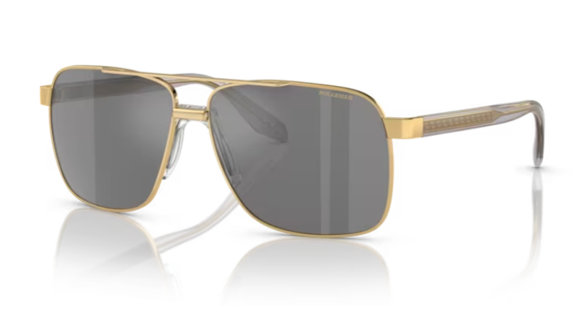 Versace 0VE2174 1002Z3 Gold/Dark grey Polarized Mirrored Square Men's Sunglasses