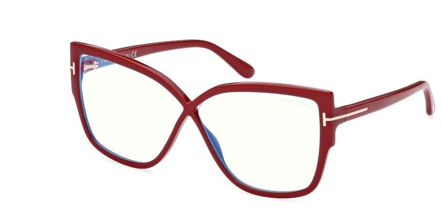 Tom Ford FT5828-B 066 Shiny Fuchsia/Blue Block Geometric Women's Eyeglasses