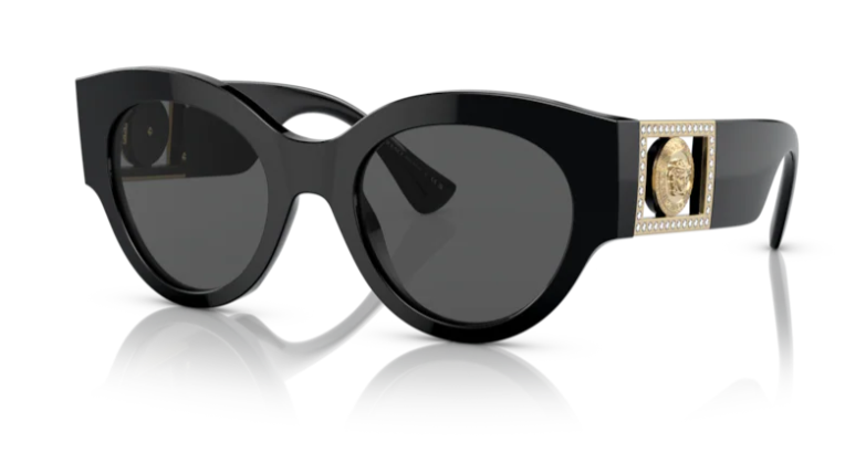 Versace 0VE4438B GB1/87 Black / Dark grey Round Women's Sunglasses