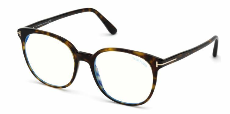 Tom Ford FT 5671-F-B 052 Dark Havana/Blue Block Women Eyeglasses