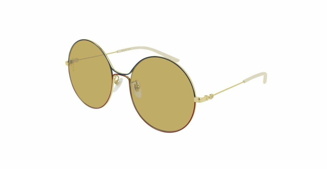 Gucci GG0395S 005 Round Gold/Green Red/Brown Sunglasses