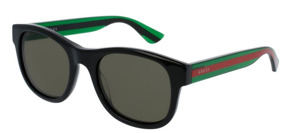Gucci GG0003SN 002 Black/Black Green Round Unisex Sunglasses