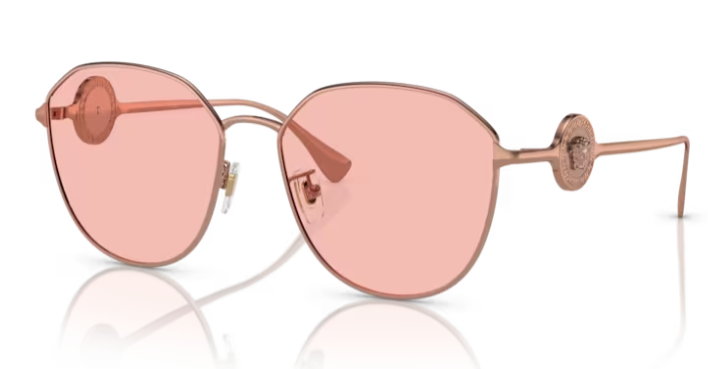 Versace 0VE2259D 1412/5 Rose Gold/ Light Pink Women's Sunglasses