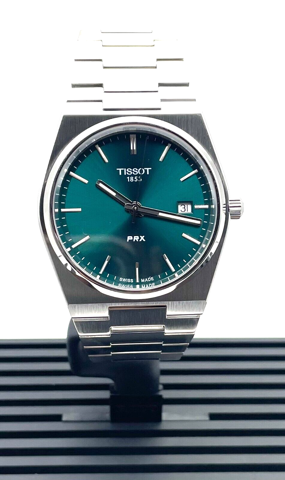 Tissot PRX Quartz Stainless Steel Bracelet Green Dial Men's Watch T1374101109100