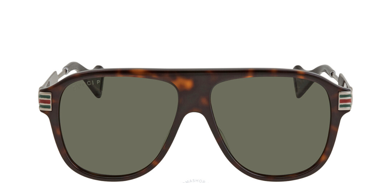 Gucci GG 0587S 002 Havana/Brown Green Polarized Sunglasses