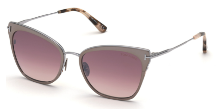 Tom Ford FT 0843 Faryn 12U Ruthenium Grey/Burgundy Cat Eye Women's Sunglasses