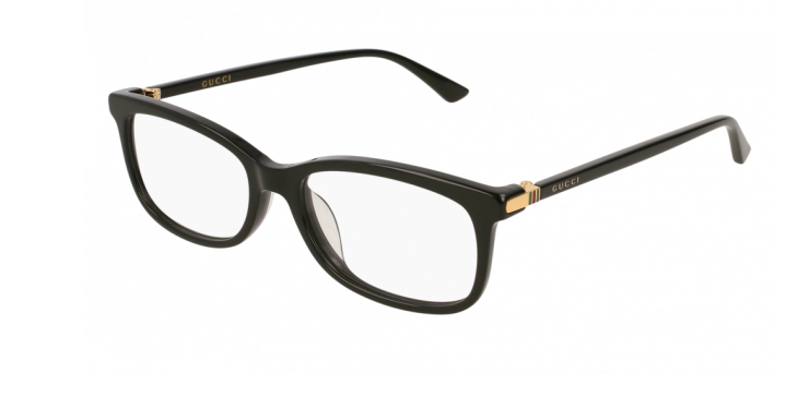 Gucci GG 0296OA 001 Shiny Black Rectangle Men's Eyeglasses