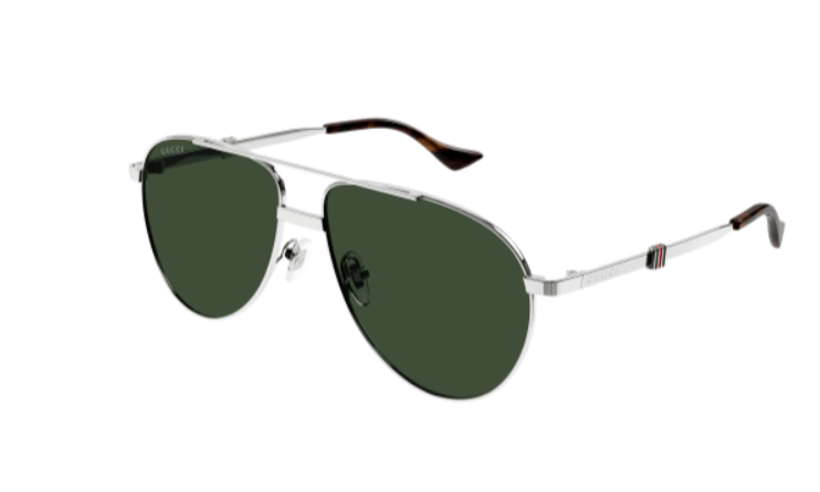 Gucci GG1440S 002 Silver/Green Oval Men's Sunglasses