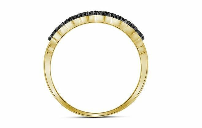 10kt Yellow Gold Radiant Black Diamond Womens Band Ring 1/6 Cttw