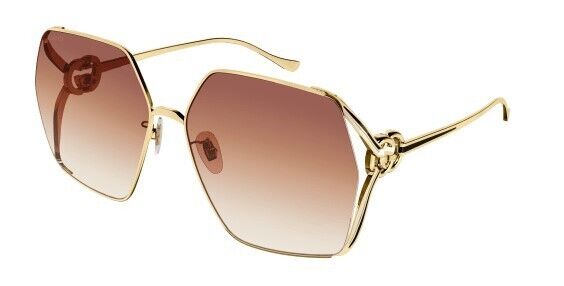 Gucci GG1322SA 004 Gold/Pink Oversized Gradient Square Women's Sunglasses