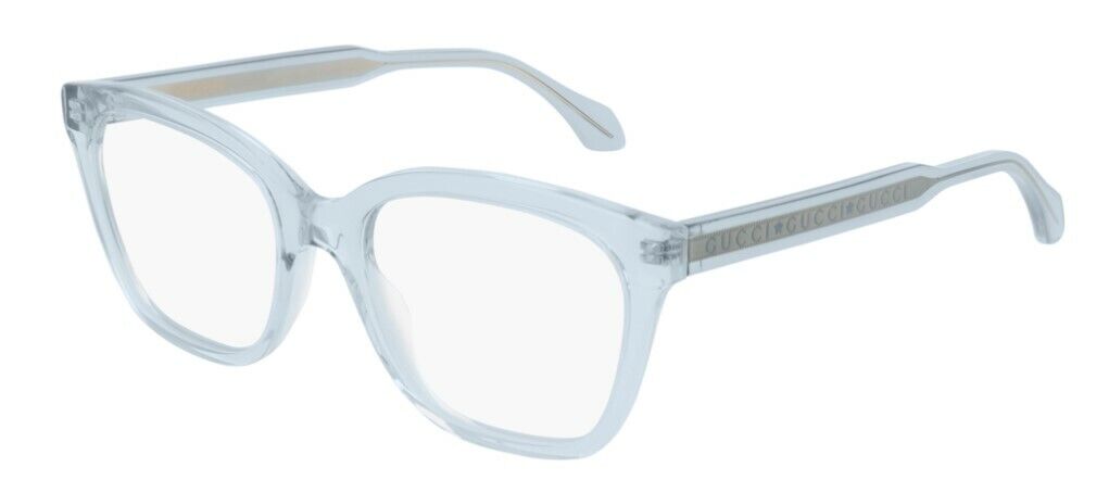 Gucci GG 0566ON-003 Light Blue Transparent Crystal Cat-Eye Women Eyeglasses