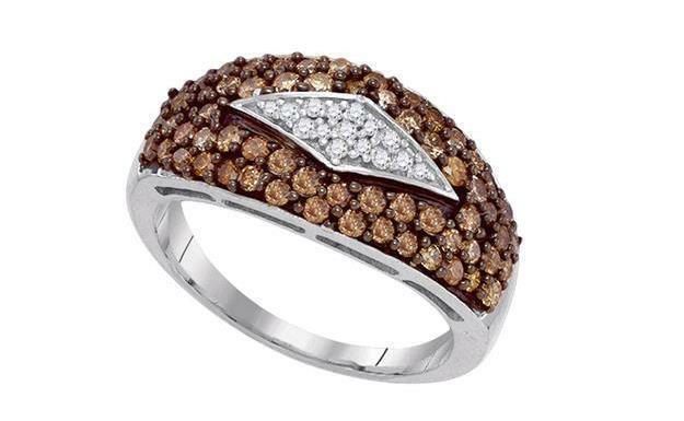10kt White Gold Brown Diamond Womens Band Ring 1 Cttw