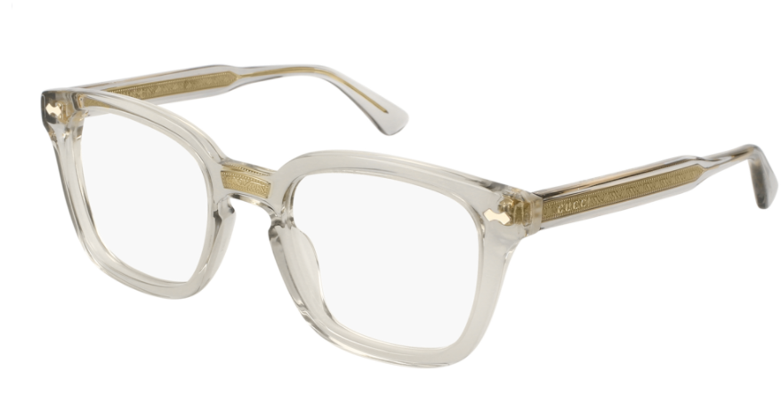 Gucci GG0184O 005 Transparent Grey Square Unisex Eyeglasses
