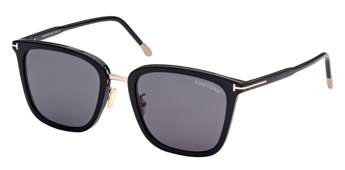 Tom Ford FT0949D 01A Shiny Black / Smoke Square Men's Sunglasses
