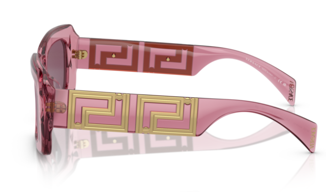 Versace 0VE4444U 5355AK Transparent pink/ Violet Rectangle Women's Sunglasses