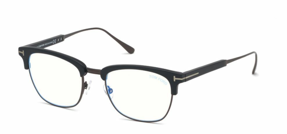 Tom Ford FT 5590-F-B 002 Matte Black Ruthenium/Blue Block Eyeglasses