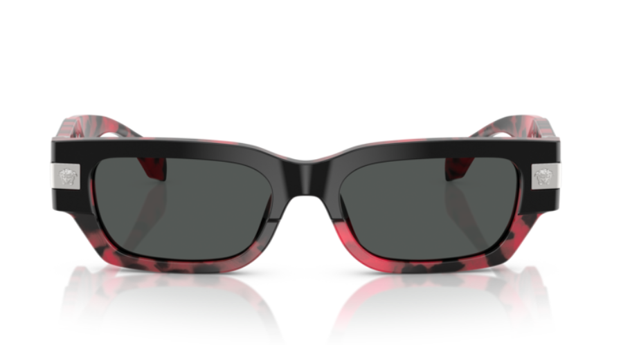 Versace VE4465U 545787 Black-Red Havana/Dark Grey Rectangular Women's Sunglasses