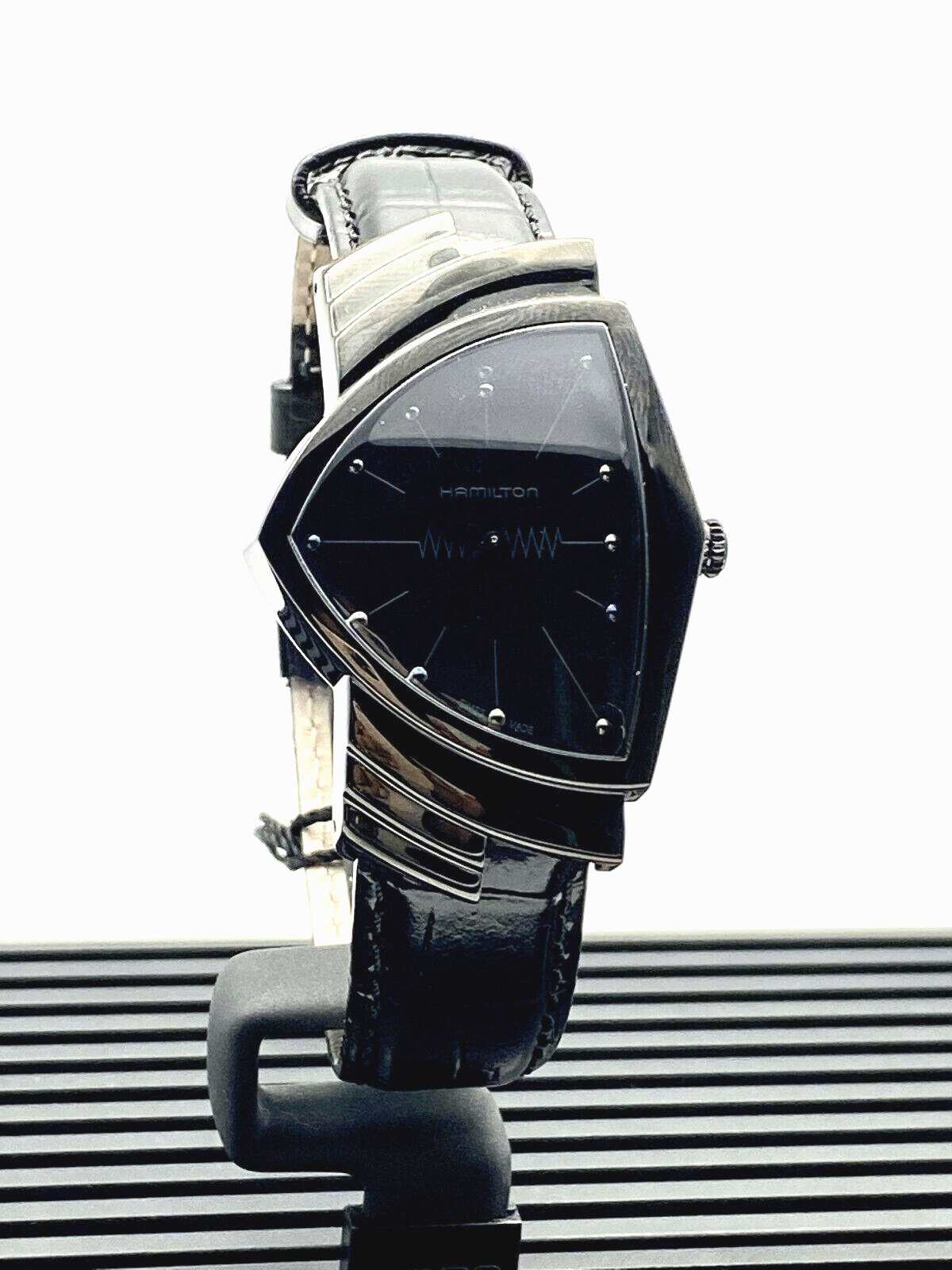 Hamilton Ventura Quartz Asymmetric Full Black Men's Watch H24401731